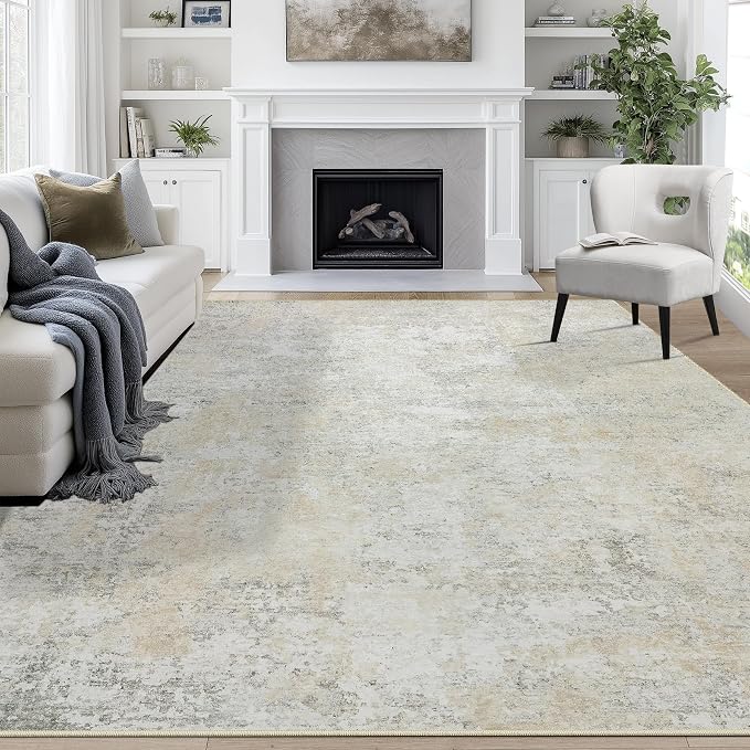 8x10 Area Rugs for Living Room Washable Bedroom Dining Room Beige Grey | Modern by Aelenmu