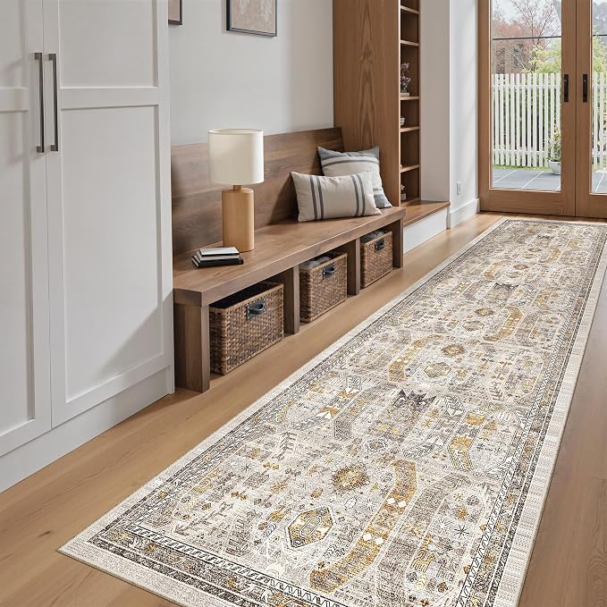 Madane Hallway Runner Rug 2'6''x10' Kitchen Runners Vintage, Low-Pile - Image 3