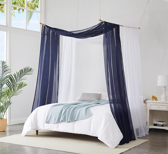 Warm Home Designs 24 Feet Long Royal Navy Blue Sheer Window Scarf. These XXL Length Valance Scarves 54 X 288 Inches in Size. Great as Bed Canopy or Wedding Arch Draping Fabric. AM Navy Blue 288"