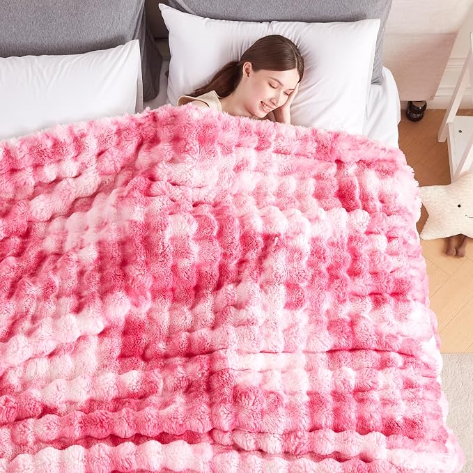 60x80 Inches Ultra-Soft Fuzzy Faux Fur Plush Twin Size Blanket - Image 4