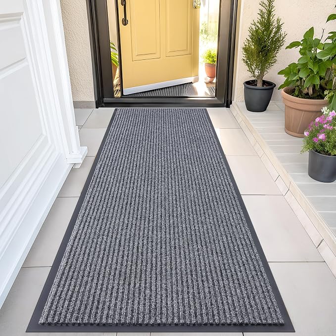 OLANLY Front Door Mat 47x23, Waterproof Heavy-Duty Indoor Outdoor Doormat | Grey by OLANLY