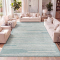 JONATHAN Y Khalil Modern Berber Stripe Turquoise/Cream Indoor Area Rug by JONATHANY