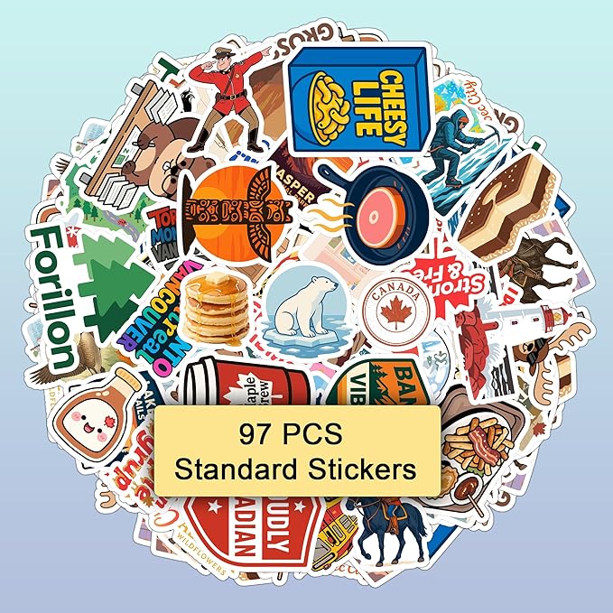 100 Pcs Canada Travel Stickers Pack Nature Food Canadian Sticker Vinyl Waterproof Funny Car Decals Decor Water Bottles Scrapbook Hard Hat Toronto Gift for Kid Men Women