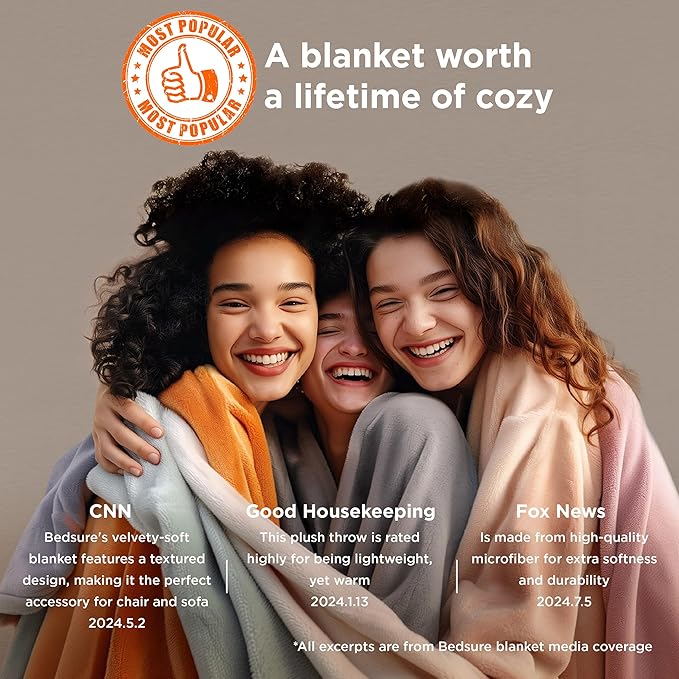 Bedsure GentleSoft Fleece Throw Blanket for Couch Grey - Lightweight Plush Fuzzy Cozy Soft Blankets and Throws for Sofa, 50x60 inches