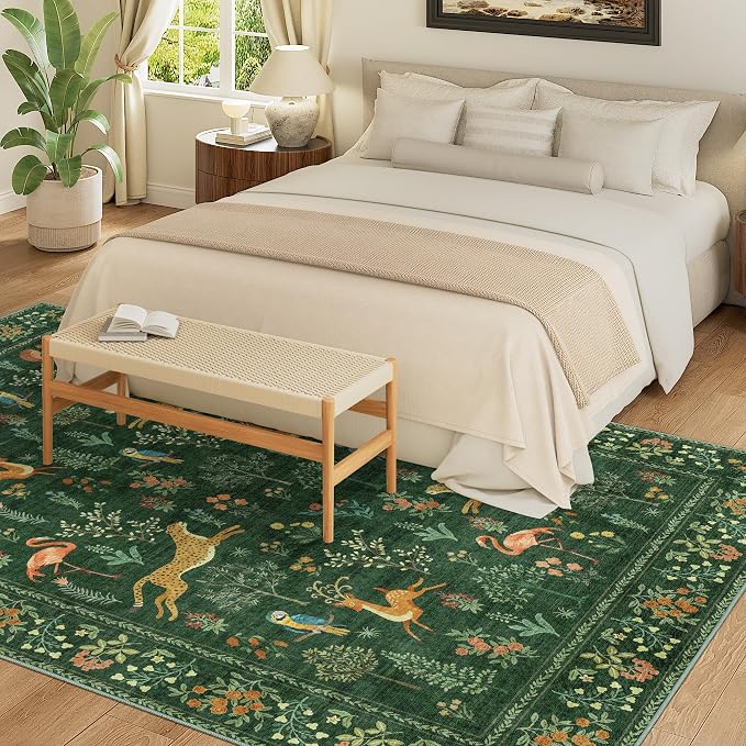 DUKINO 9x12 Area Rug for Living Room, Washable Animal Rug Non Slip, Non-Shedding - Image 4