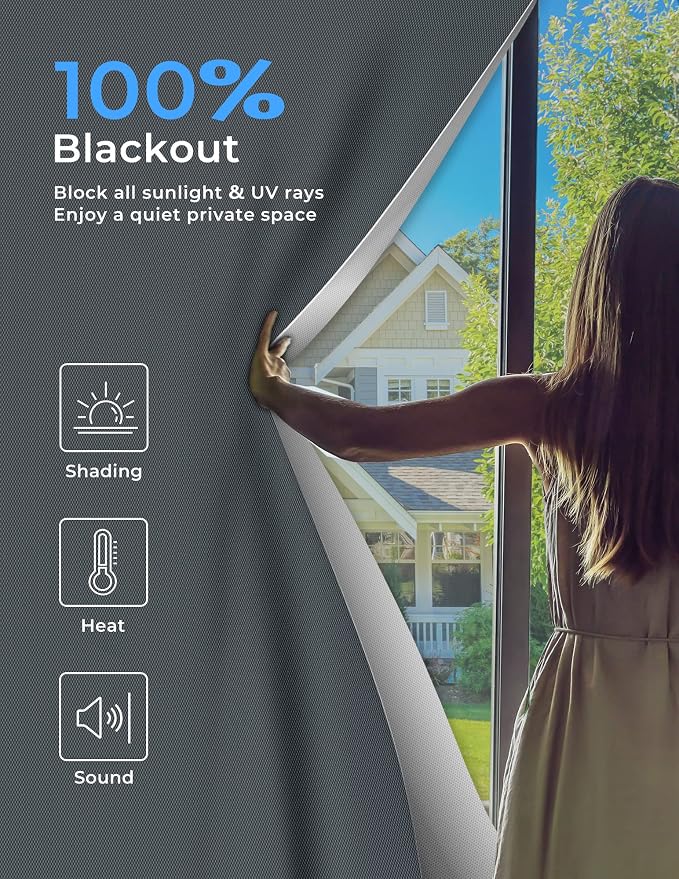 Blackout Curtains for Bedroom 50"x57" Portable No Drill Blackout Blinds - Image 2