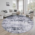 Round Area Rug Living Room: 6 ft Modern Washable Carpet Grey | by FXRHLP