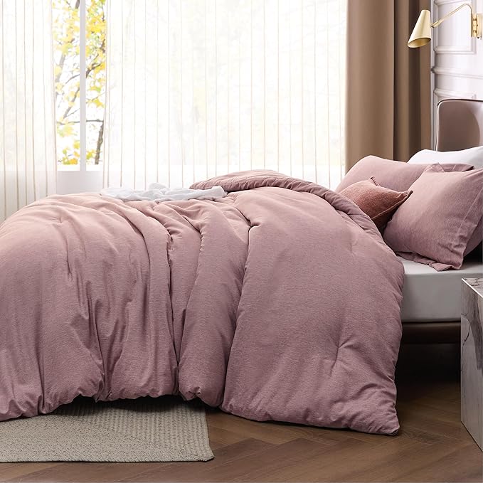 Bedsure Twin/Twin XL Comforter Set - Dusty Rose Soft Bedding for All Seasons, Cationic Dyed Bed Set, 2 Pieces, 1 Twin Size Comforter (68"x88") and 1 Pillow Sham (20"x26"+2")