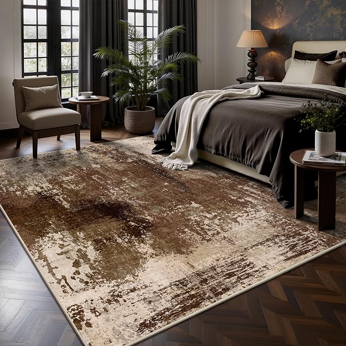 6x6 Area Rugs - Modern Abstract Washable Rug, Ultra Soft Non Slip Low Pile - Image 3
