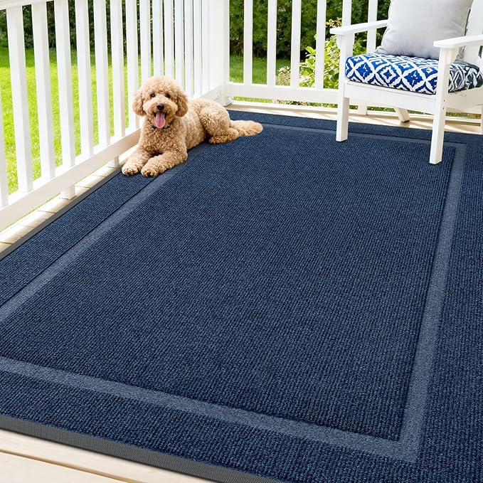 OLANLY Front Door Mat Outside 71x47, All-Season Heavy-Duty Rubber Doormat | Blue by OLANLY
