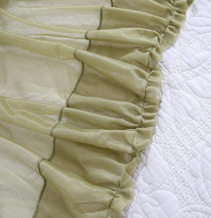 Akiky Canopy for Girls Room Bed Curtains Sheer Curtain for Twin Full Queen Size Bed Drapes,8 Panels Canopies with Light,Room Décor(Twin,Sage Green)