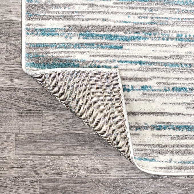 JONATHAN Y Speer Abstract Linear Stripe Gray/Blue Indoor Area Rug, 5x8, Contemporary, Rustic, Easy-Cleaning for Living Room, Bedroom, Kitchen, Pet Friendly, Non-Shedding (LUX106A-5)