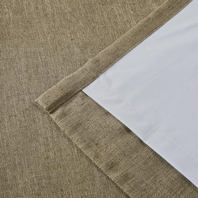 Vision Home Brown Pinch Pleated Full Blackout Curtains Linen Blended Room - Image 8