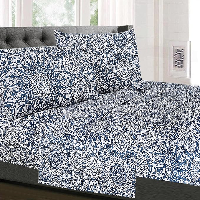 Sweet Home Collection Bed Linen Set - Full Size Sheet Sets, 1800 Supreme Collection, Extra Soft, Deep Pocket, Elastic Corner Straps, 4 Pieces, Oasis
