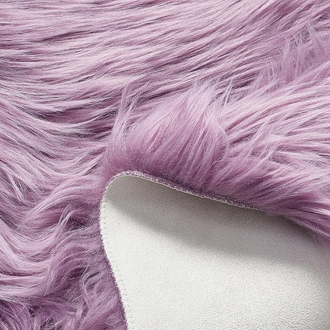 Stratford Park Lilac Bloom Faux Fur Rug, Super Soft Fluffy Area Rug - Image 4