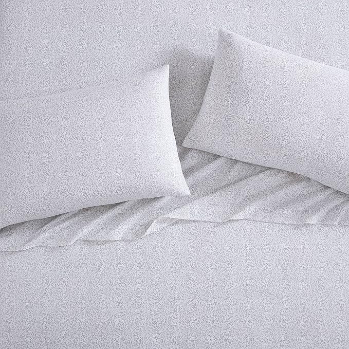 Laura Ashley Cotton Flannel Bed Linen Set, Chelsie Vine Grey (Full), 3 Piece Including Fitted Sheet, 100% Cotton, Deep Pockets, Brushed for Extra Softness