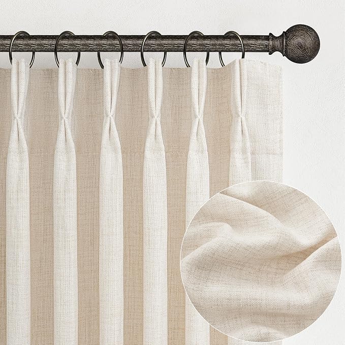 Custom Pinch Pleated 78 Inch Dining Room Curtains 2 Panels Set, Farmhouse Cream - Image 8