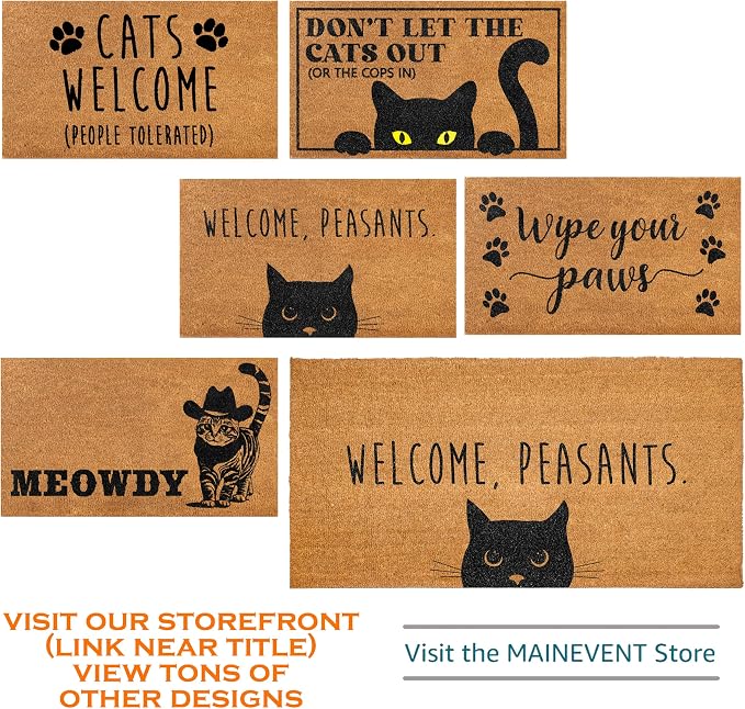 Welcome Peasants Black Cat Doormat Outdoor 30x17 Inch, Funny Welcome Mat | - Image 4