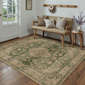 4x6 Green Retro Floral Washable Area Rug by HUGEAR