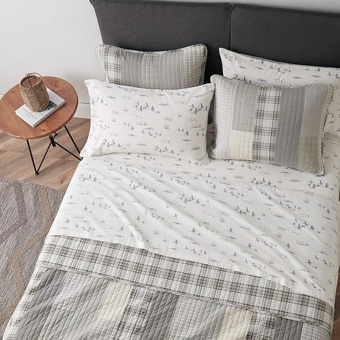 Eddie Bauer - Full Sheet Set, Warm Breathable Cotton Flannel Bedding with Deep Pockets, Brushed for Extra Softness, Cozy Home Decor, Oeko-Tex Certified (Geese Meadows, Full)