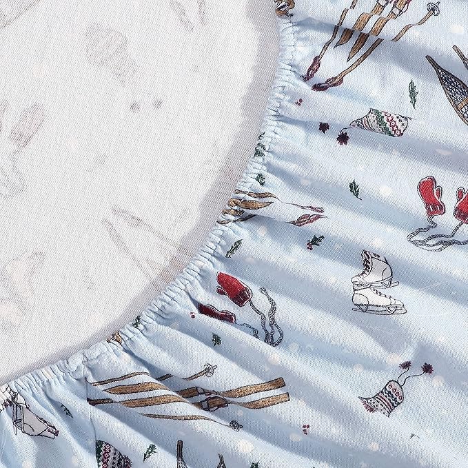 Eddie Bauer - King Sheets, Cotton Flannel Bedding Set, Brushed For Extra Softness, Cozy Home Decor (Snow Days, King)