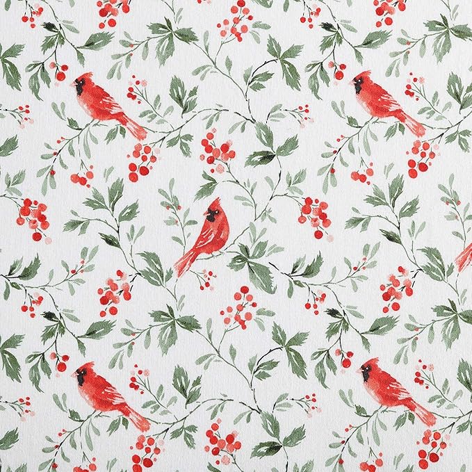 Laura Ashley - Flannel Sheets Twin Size, Anti-Pilling & Wrinkle Resistant Cotton, Touchably Soft for All-Season Comfort - Bed Sheets with Matching Pillowcase & Fitted Sheet (Jolly Cardinals Green)