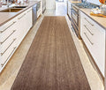 31 inch Wide Hallway Runner Rug, Custom Size, Non-Slip, Modern Scandinavian, Stripe Brown, 8 ft, Flexible Length Options