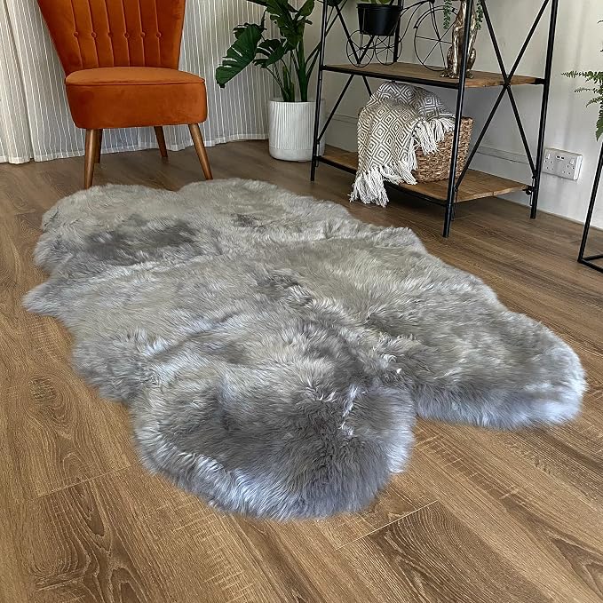 HUAHOO Premium Genuine Sheepskin Rug Grey Real Australia Sheepskin Natural - Image 4