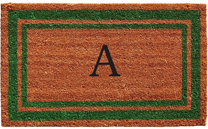 Calloway Mills Green Border 18" x 30" Monogram Doormat, Natural/Green by Callowaymills