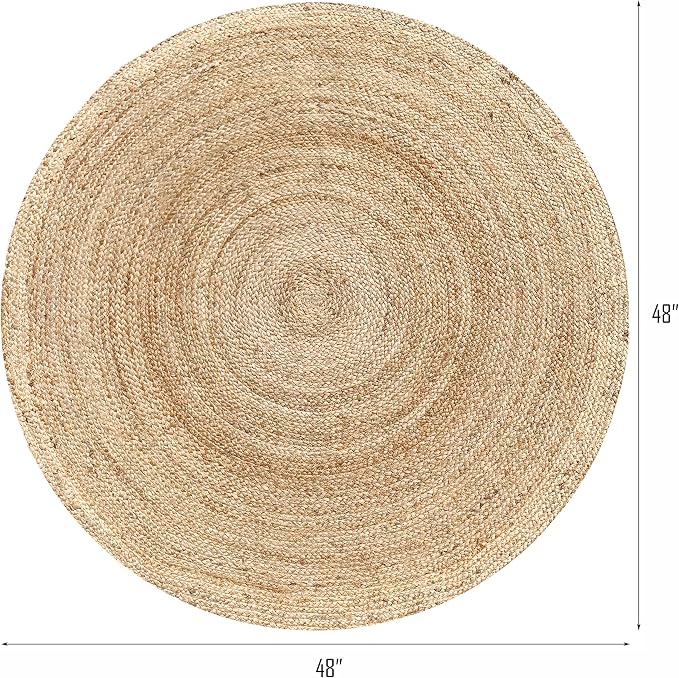 Hausattire Jute Braided Round Rug, 4 ft | 100% natural jute, hand woven - Image 2