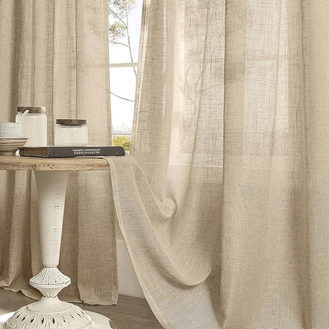 Linen Blended Window Curtains 63 inch Length - Image 8