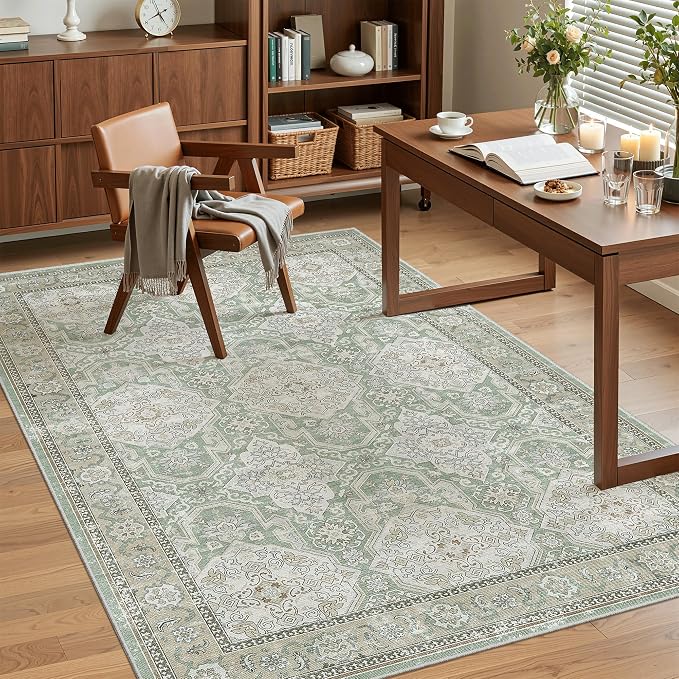 Soalmost 4x6 Area Rug for Living Room, Washable Rugs Non-Slip, Thin Foldable - Image 2