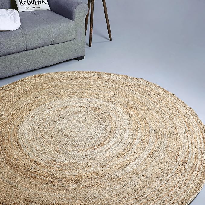 Hausattire Jute Braided Round Rug, 6 ft | 100% natural jute, hand woven - Image 7