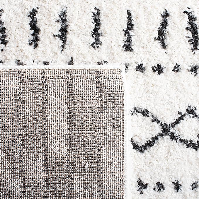 SAFAVIEH Arizona Shag Collection Area Rug - 2'3" x 18' Runner, Ivory & Black, Non-Shedding & Easy Cleaning, Plush Thick Pile, Ideal for Living Room, Bedroom, Dining Space (ASG741Z)