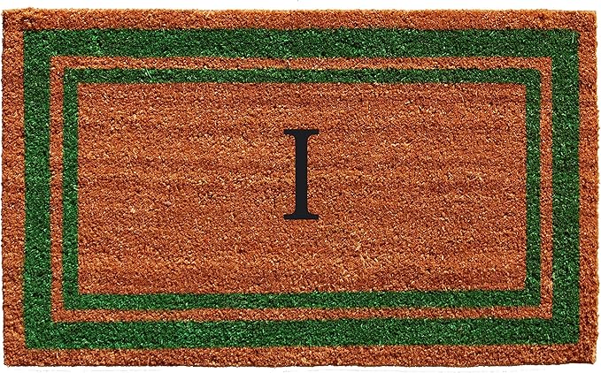 Calloway Mills Green Border 18" x 30" Monogram Doormat, Natural/Green by Callowaymills
