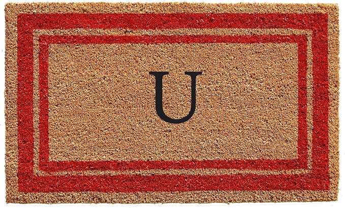 Calloway Mills 153031830U Red Border 18" x 30" Monogram Doormat by Callowaymills
