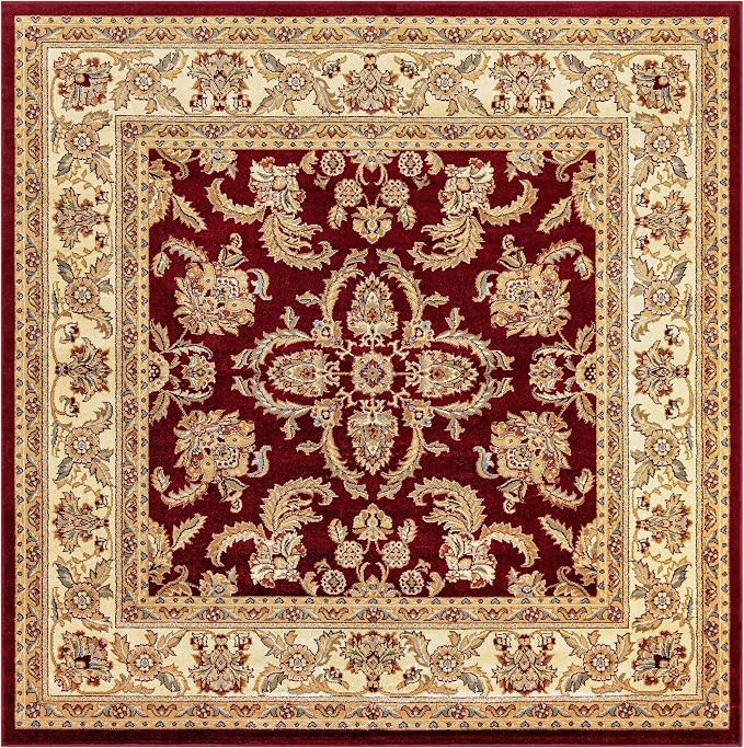 Rugs.com - Aditi Rug – 8 Ft Square Red Easy-Clean Rug – Traditional Medallion - Image 3