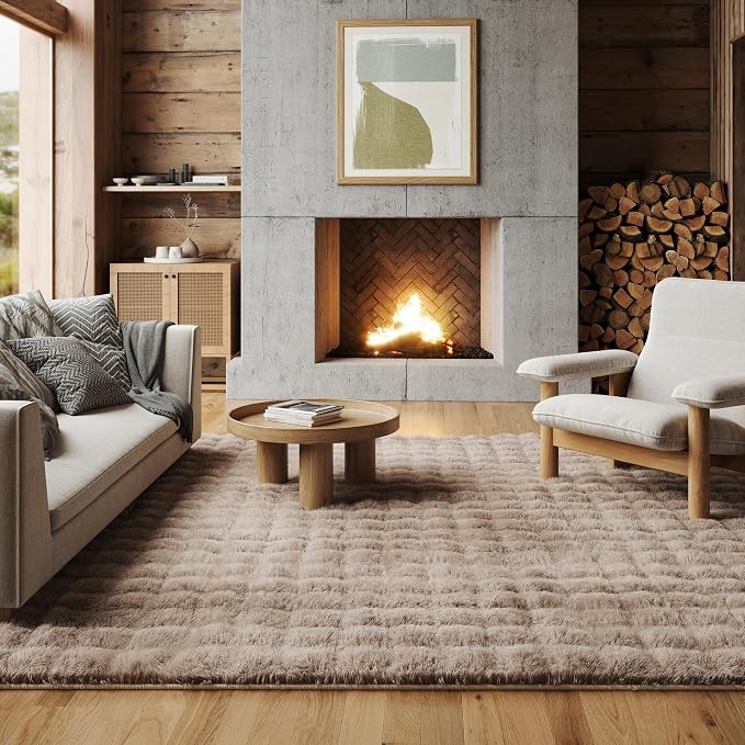 nuLOOM Jeni Taupe Checkered Washable Area Rug by nuLOOM