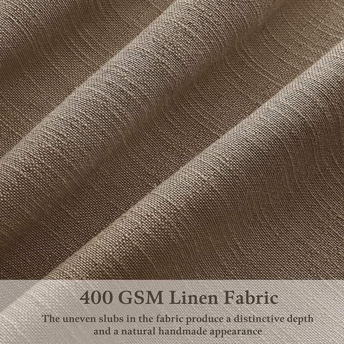 Vintage Dark Brown Pleated Linen Semi Sheer Curtains 112 Inch Long 2 Panels | - Image 3