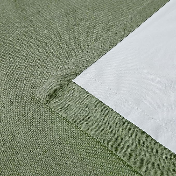 Vision Home Dark Green Pinch Pleated Full Blackout Curtains Linen Blended Room - Image 7