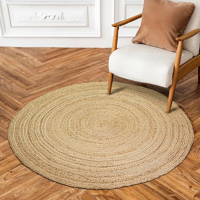 Hausattire Jute Braided Round Rug, 3 ft | 100% natural jute, hand woven - Image 4