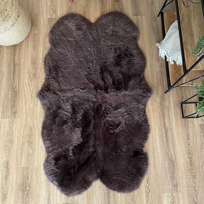 HUAHOO Premium Genuine Sheepskin Rug Brown Real Australia Sheepskin Natural - Image 2