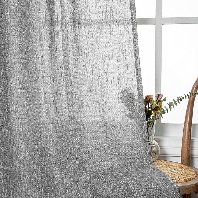 MYSKY HOME Sheer Curtains for Bedroom, Kitchen Curtain Panels Cotton Polyester - Image 4