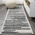 JONATHAN Y Khalil Modern Berber Stripe Cream/Black Runner Rug, Contemporary by JONATHANY
