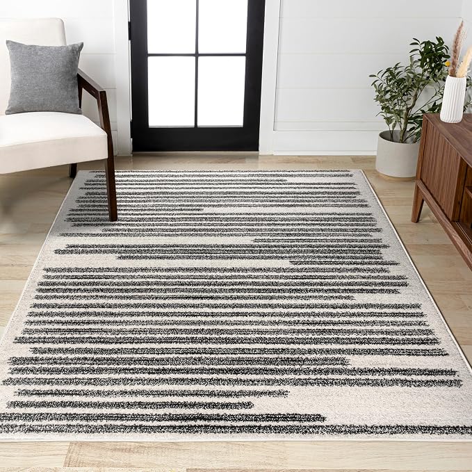 JONATHAN Y Khalil Modern Berber Stripe Cream/Black Indoor Area Rug, Contemporary - Image 3