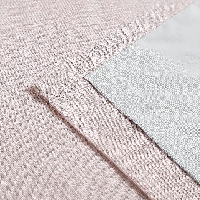 Vision Home Soft Pink Pinch Pleated Full Blackout Curtains Linen Blended Room - Image 6