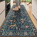 DUKINO 2x10 Kitchen Runner Rug, Soft Non Slip Animal Washable Rug Navy Blue | by DUKINO