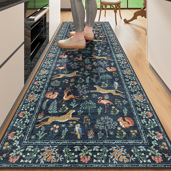 DUKINO 2x6 Runner Rug, Washable Animal Kitchen Rugs Non Slip, Low Pile by DUKINO