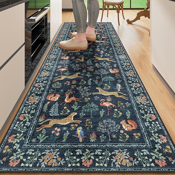 DUKINO 2.6x8 Rug for Hallway, Washable Kitchen Rugs Non Slip, Stain Resistant by DUKINO