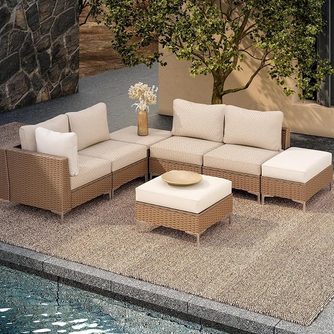 8Pcs Outdoor Cushion Covers, Elastic Patio Cushion Covers | Washable, - Image 5
